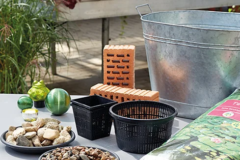 Materialien für einen Miniteich